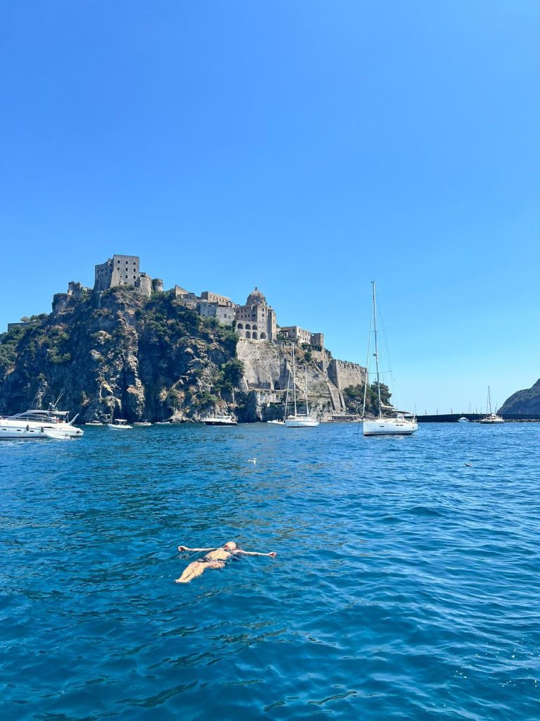 castello aragonese in ischia with guest of ring hostel in Forio