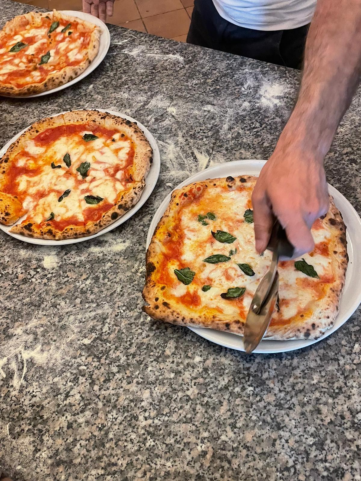 pizza night with Lorenzo after a pizza cooking class at ring hostel in Forio d'ischia